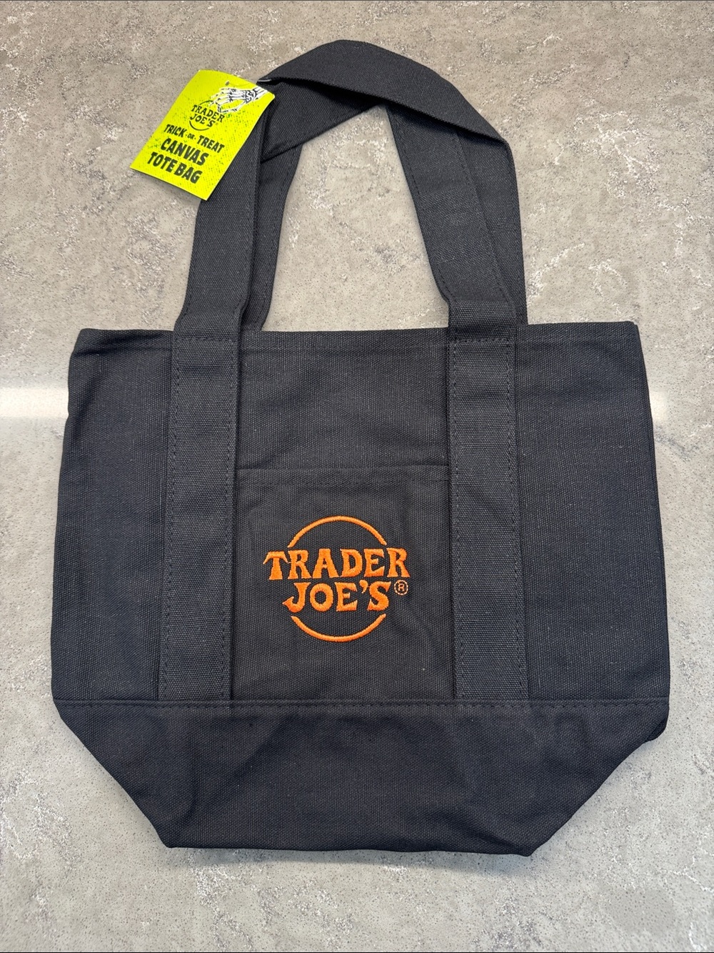 Trader Joe's 🎃 MINI Black Canvas Tote with Orange Logo